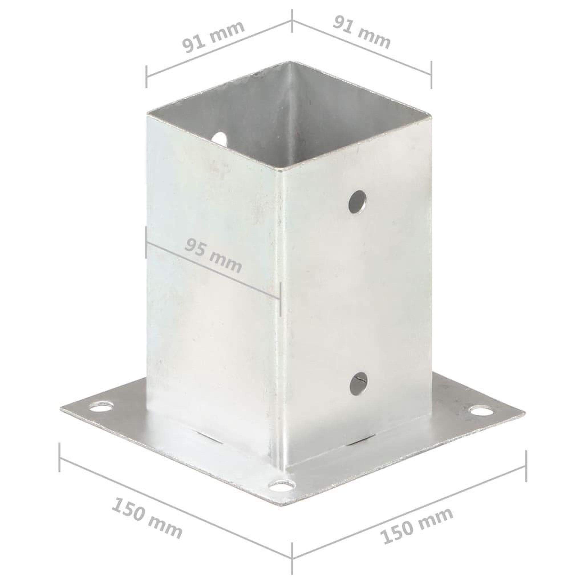 Voir la diapositive 6 : VIDAXL Ancres de poteau 4 pcs Metal galvanise 91 mm
