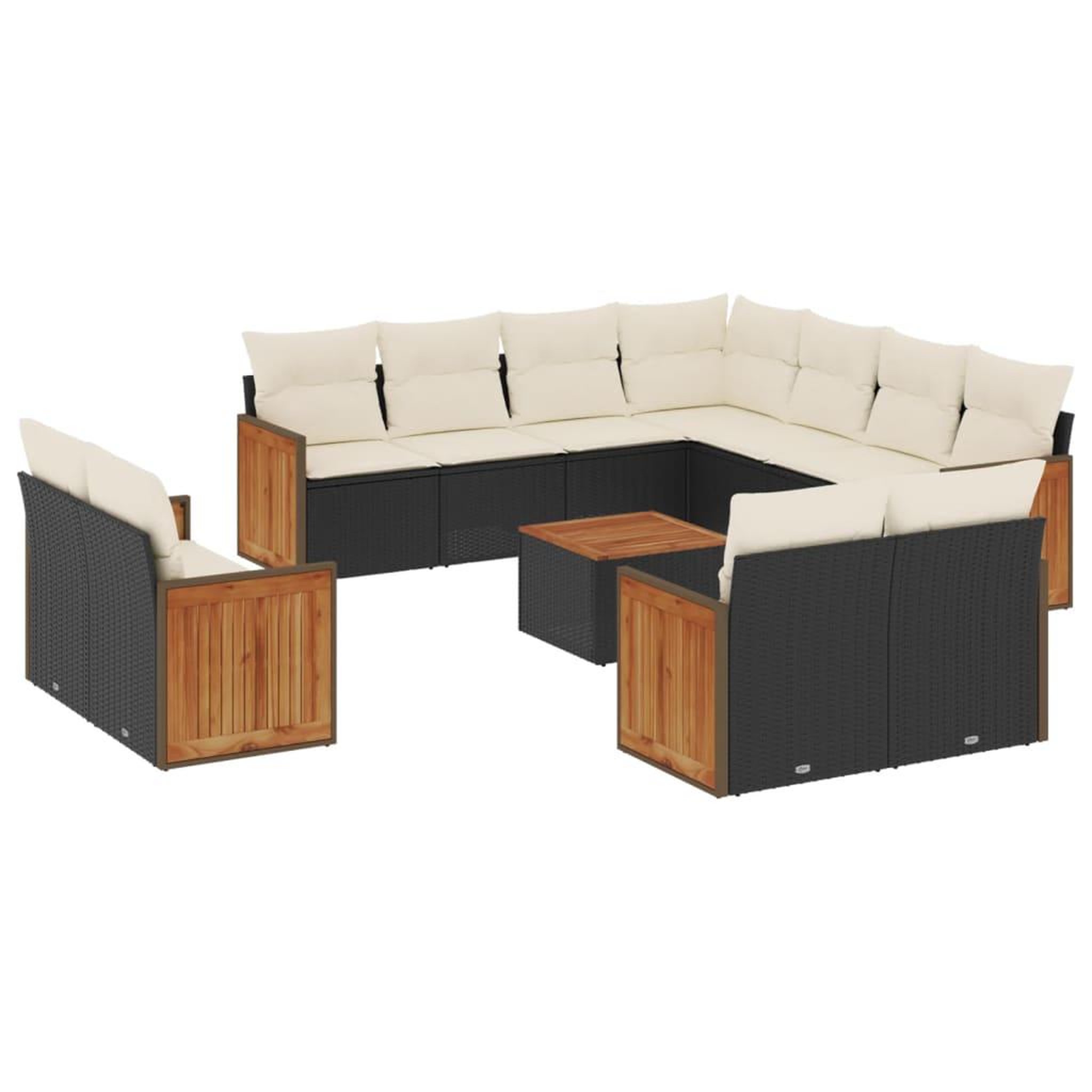 Voir la diapositive 2 : VIDAXL Salon de jardin 12 pcs avec coussins noir resine tressee