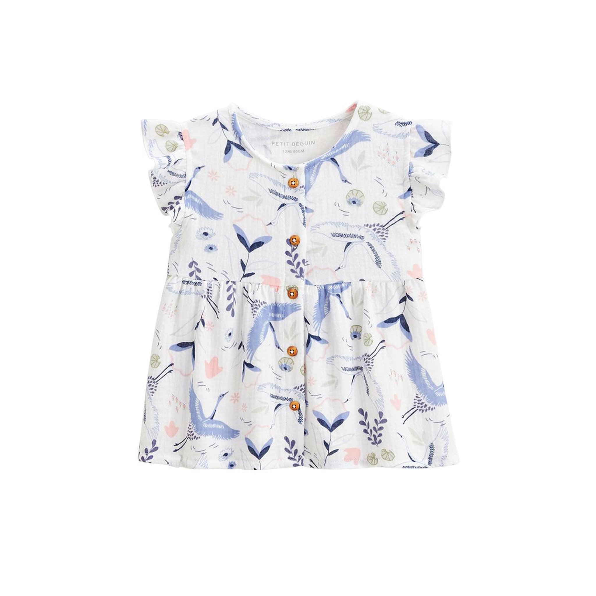 Voir la diapositive 1 : PETIT BEGUIN Blouse bébé en gaze de coton tiana