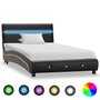VIDAXL Cadre de lit avec LED Noir Similicuir 90x200 cm