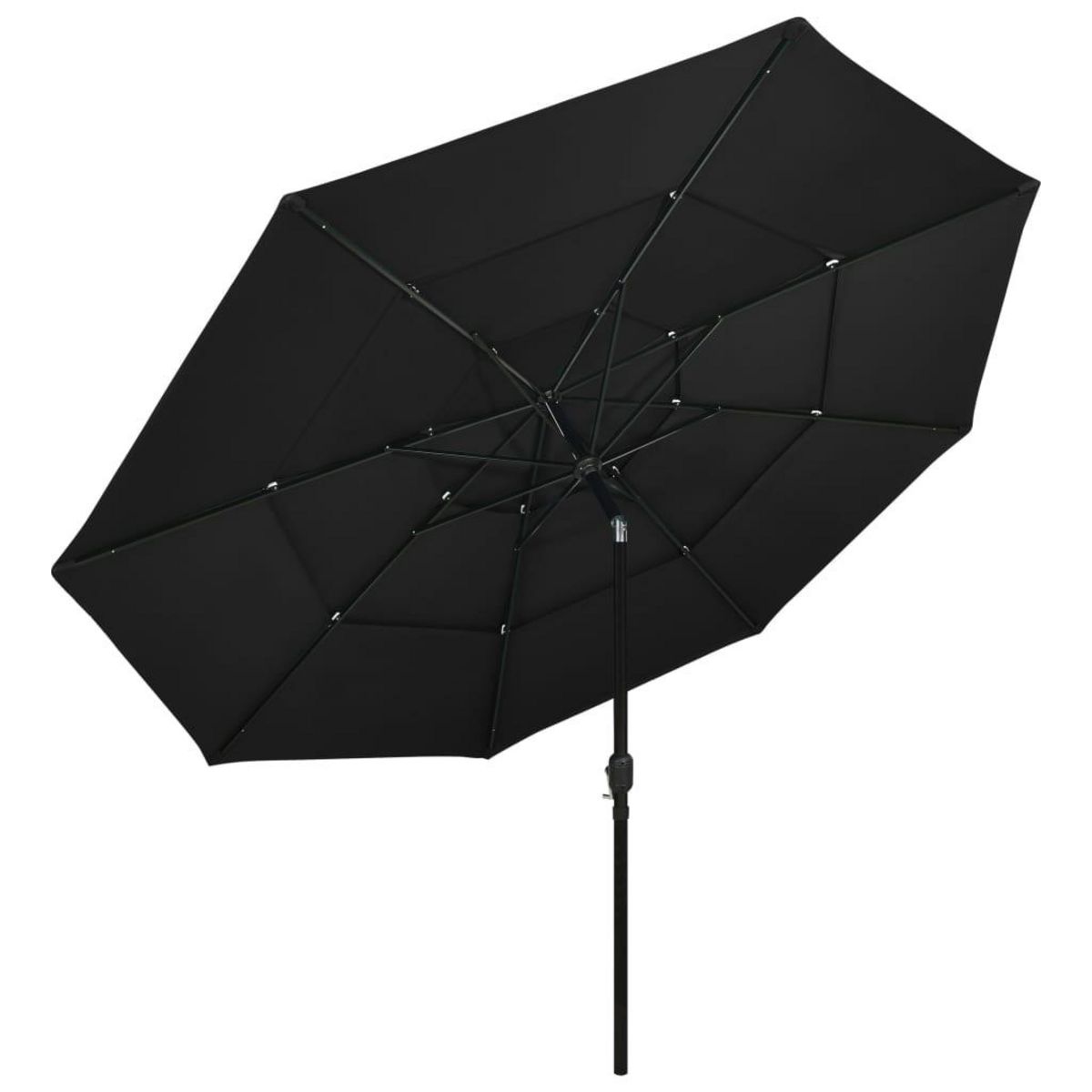 VIDAXL Parasol de jardin a 3 niveaux avec mat en aluminium noir 3,5 m