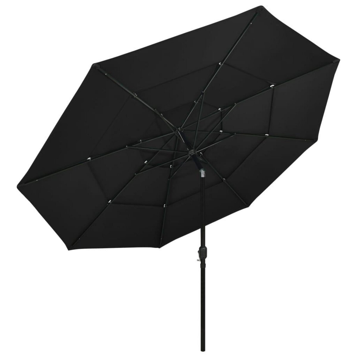 VIDAXL Parasol de jardin a 3 niveaux avec mat en aluminium noir 3,5 m