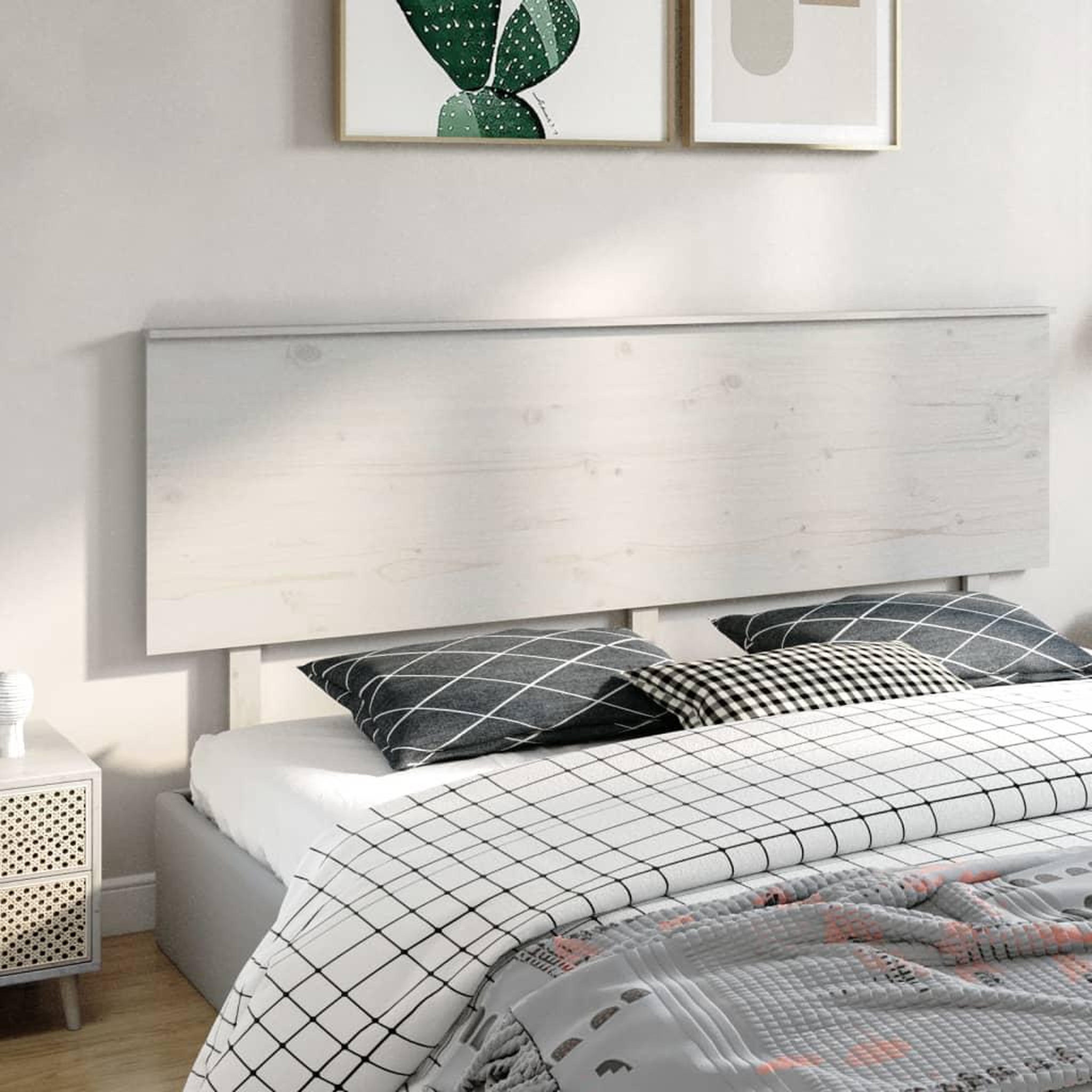 Voir la diapositive 4 : VIDAXL Tete de lit Blanc 204x6x82,5 cm Bois massif de pin