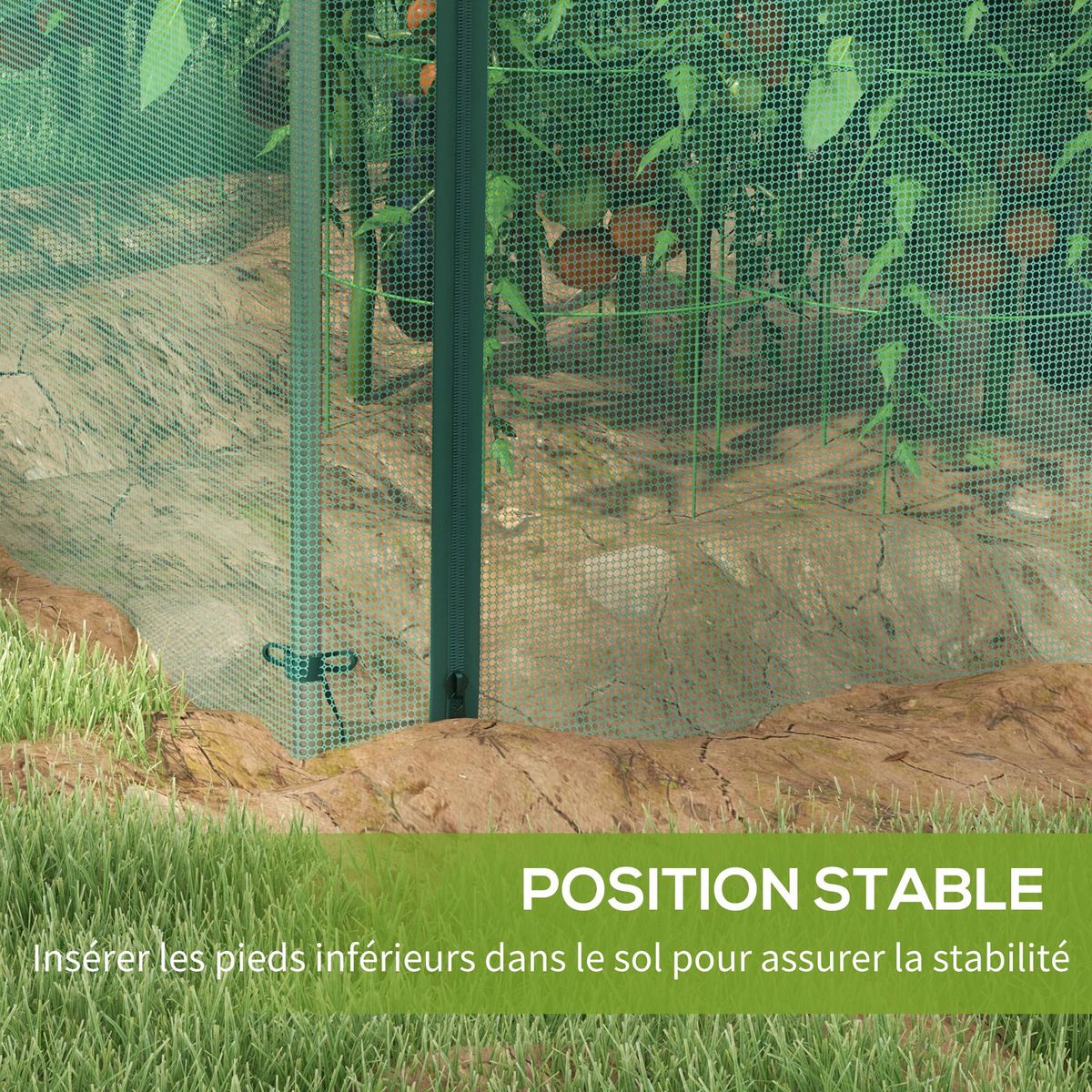 OUTSUNNY Serre de jardin serre à tomates filet dim. 240 x 120 x 110 cm acier galvanisé HDPE vert