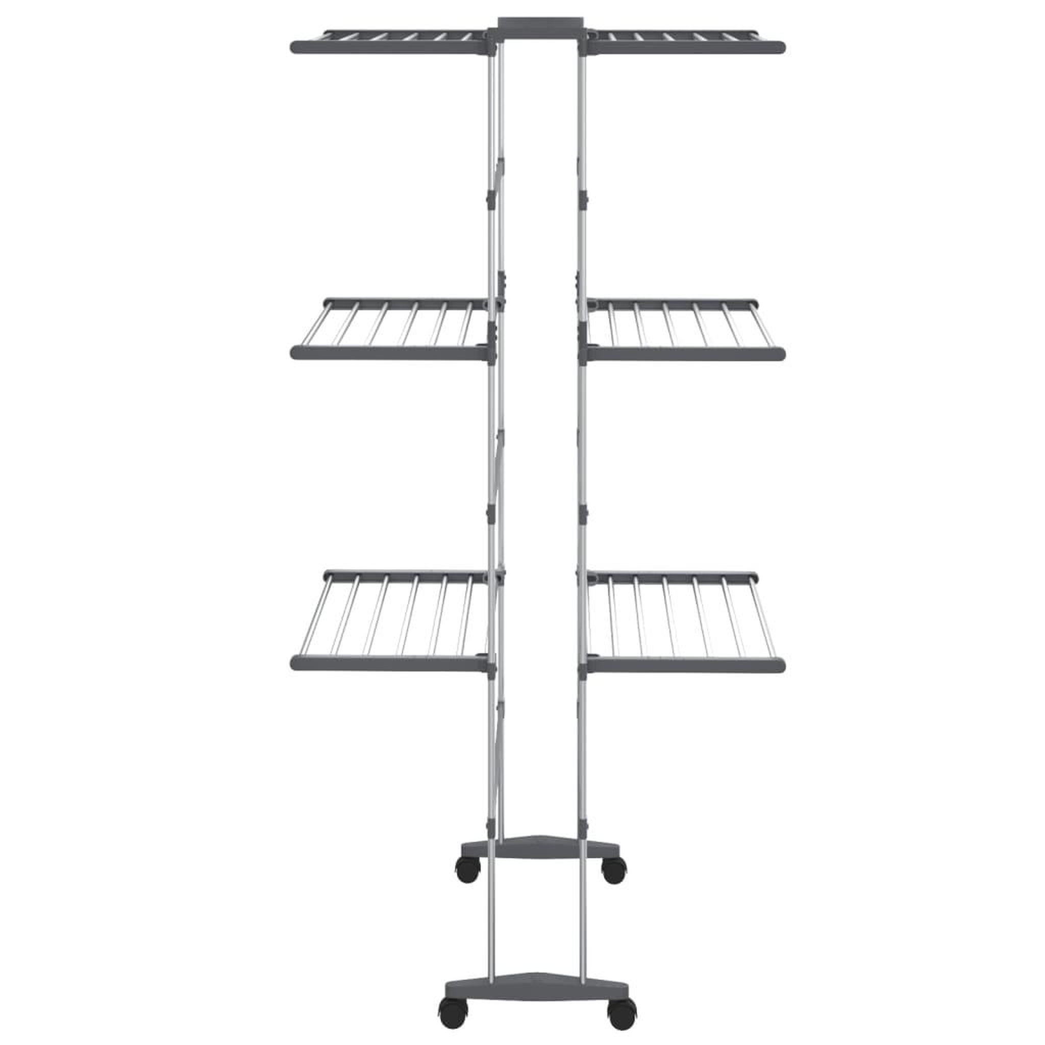 Voir la diapositive 4 : VIDAXL Etagere a linge a 3 niveaux avec roues Argente 60x70x129 cm