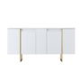 Voir la diapositive 1 : CONCEPT USINE Buffet design blanc et or 160 cm - 4 portes LUXOR