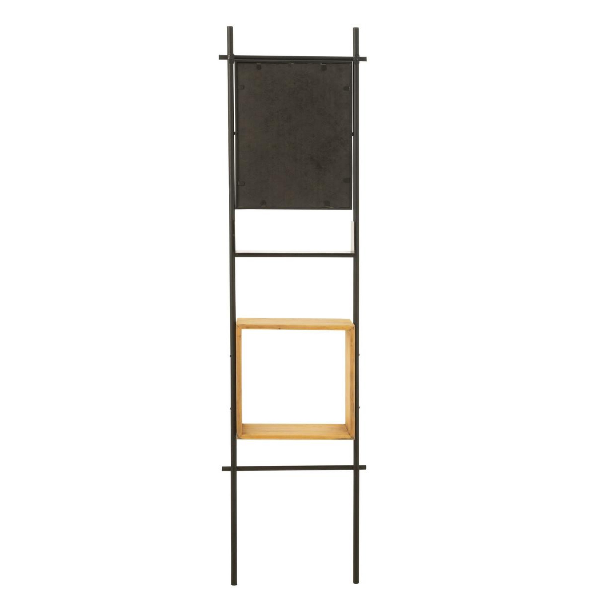 Voir la diapositive 4 : J-LINE Étagère Murale & Miroir  Tina  180cm Noir & Naturel