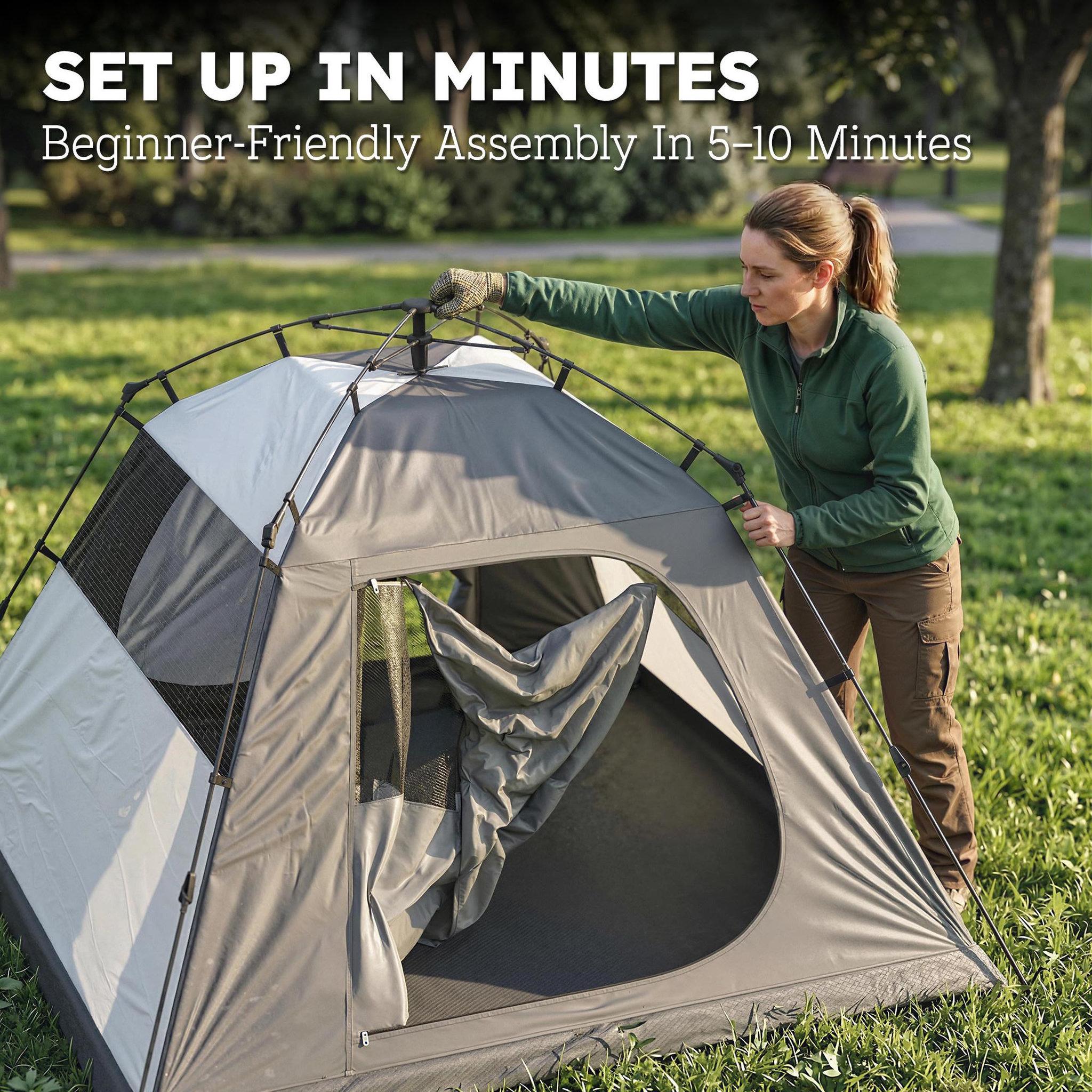 Voir la diapositive 4 : OUTSUNNY Tente camping dôme 2 pers. Imperméable 3000mm - 2,1x2,1x1,5m - anthracite