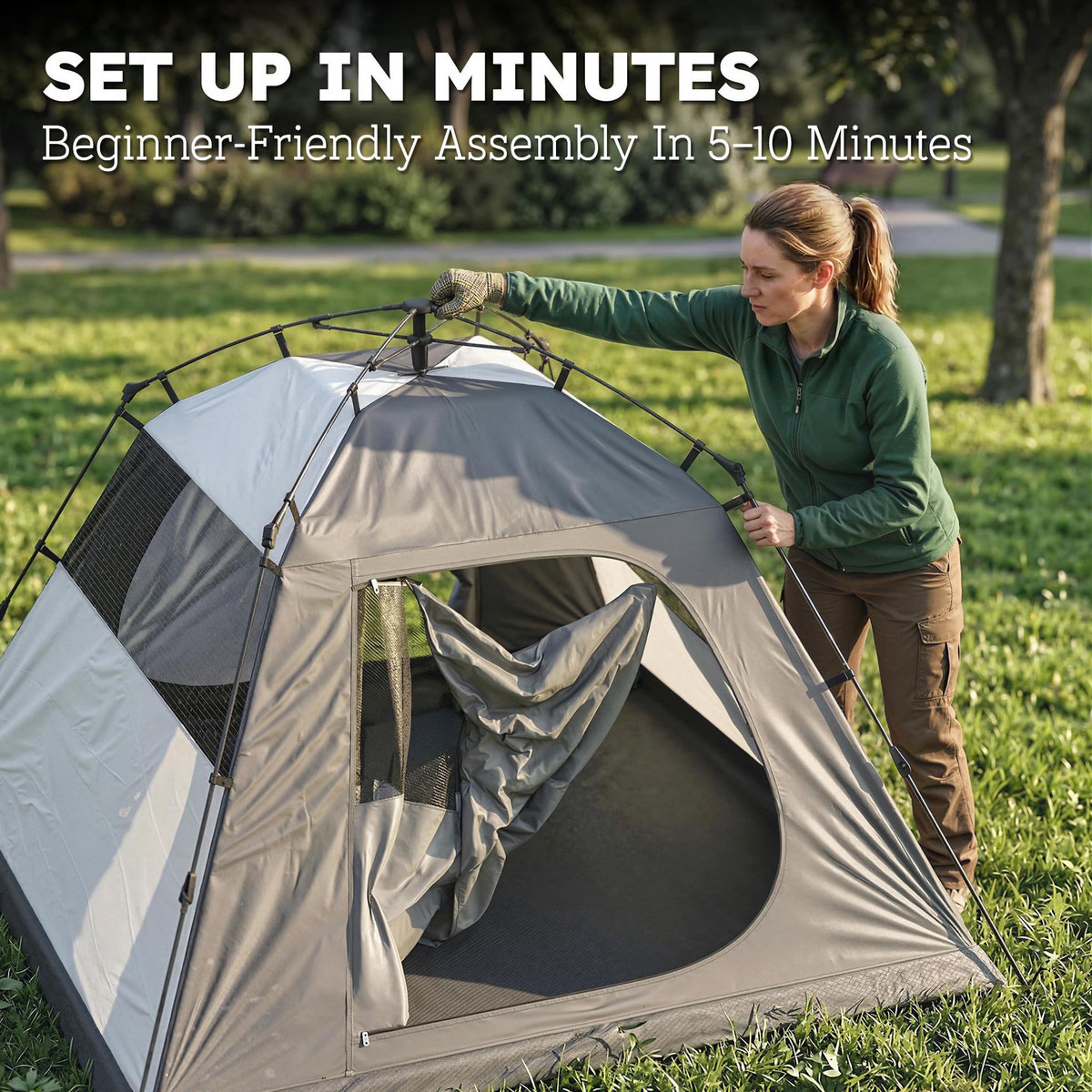 OUTSUNNY Tente camping dôme 2 pers. imperméable 3000mm - 2,1x2,1x1,5m - anthracite