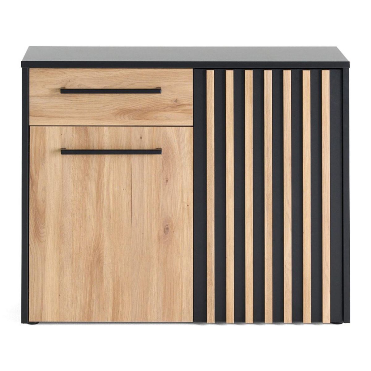 BEST MOBILIER Varna - buffet bas - bois et noir - 110 cm