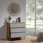 Voir la diapositive 5 : VS VENTA-STOCK Commode de nuit Bruce avec 3 tiroirs, bois massif, 80 cm Largeur