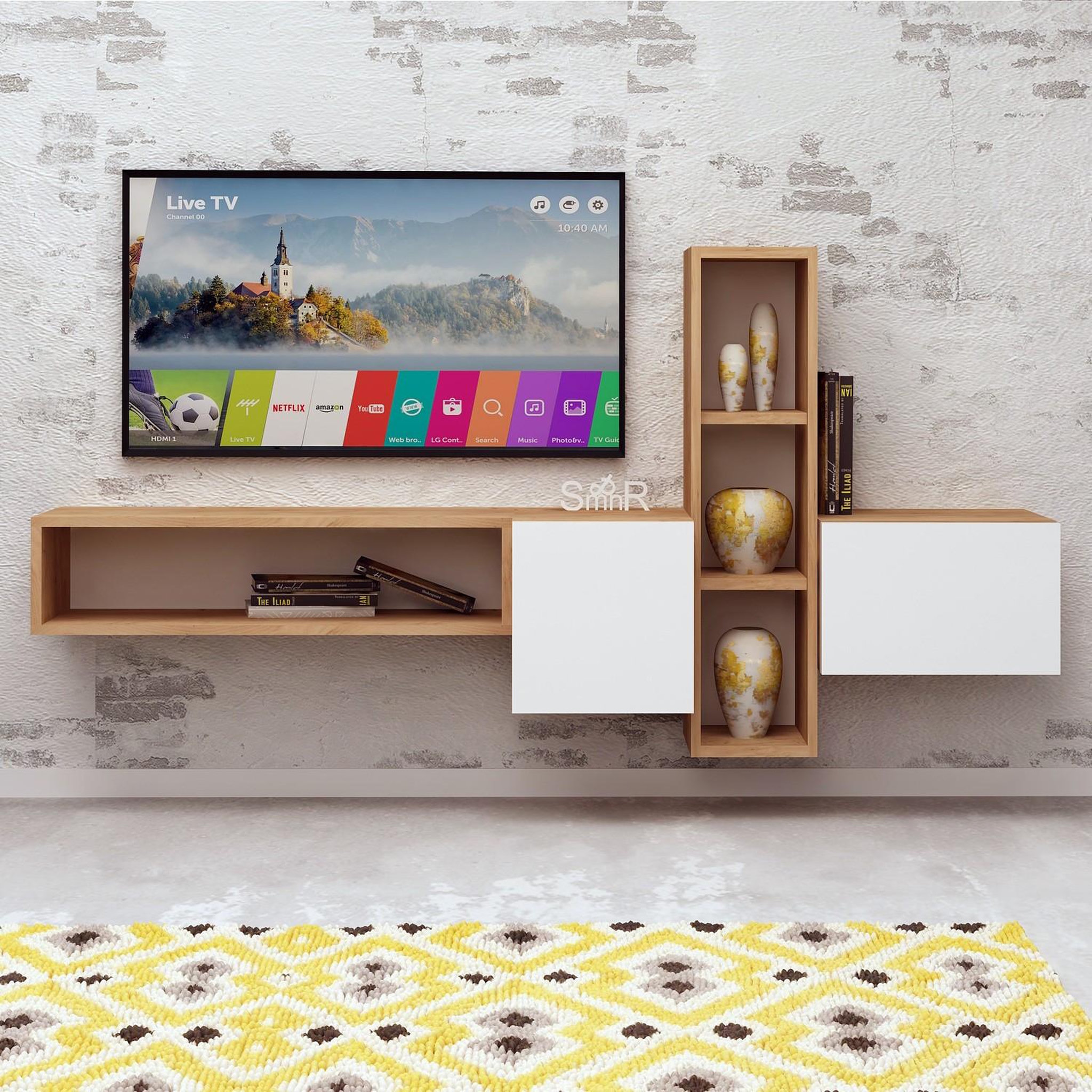 Voir la diapositive 2 : Habitat et Jardin Meuble tv en bois  kumkuat  - 160 x 35 x 70 cm - marron