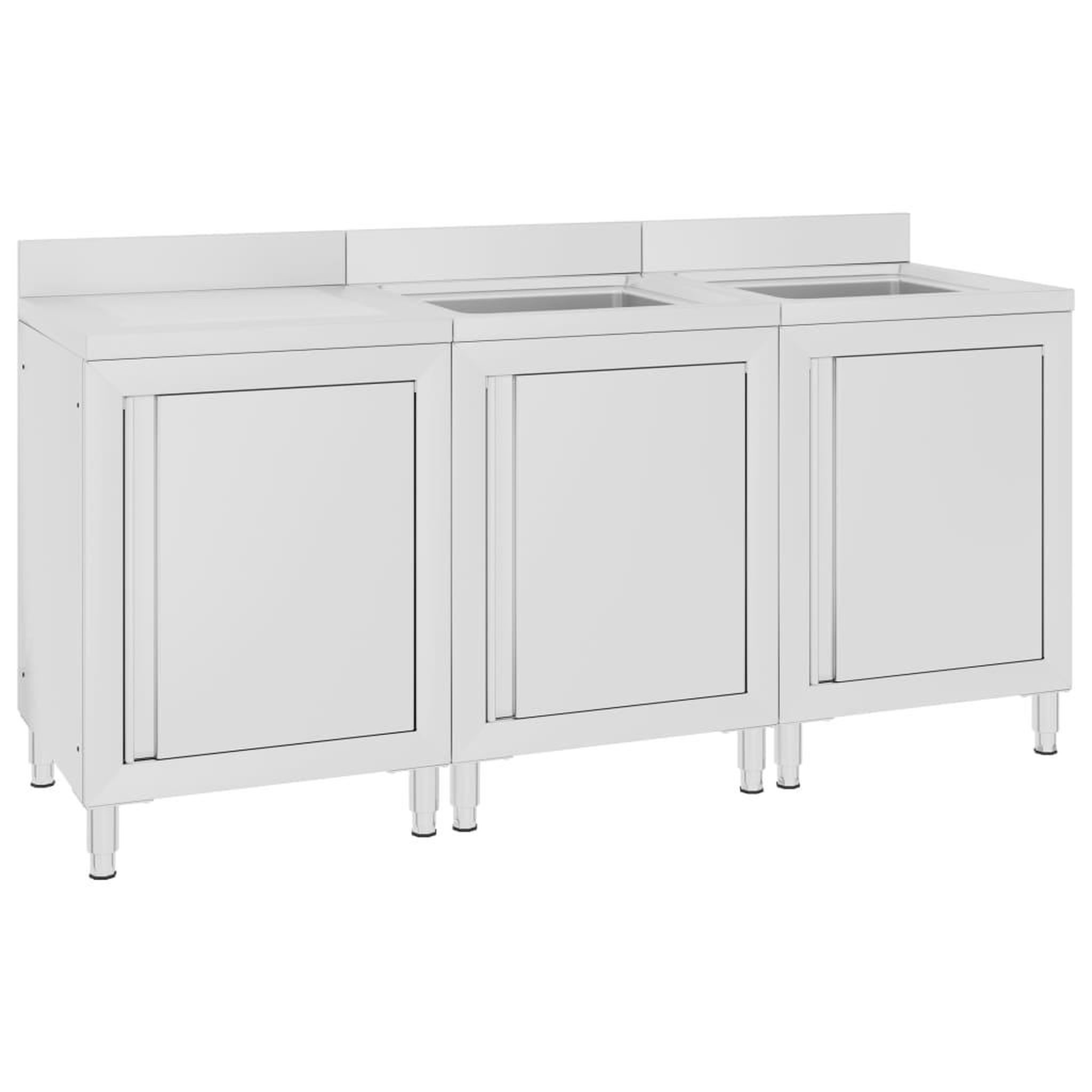 Voir la diapositive 1 : VIDAXL Evier de cuisine commercial 180x60x96 cm Acier inoxydable