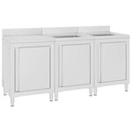 VIDAXL Evier de cuisine commercial 180x60x96 cm Acier inoxydable