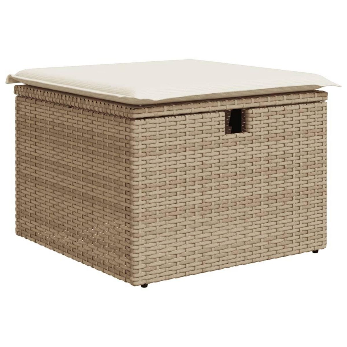 VIDAXL Tabouret de jardin avec coussin beige 55x55x37cm resine tressee