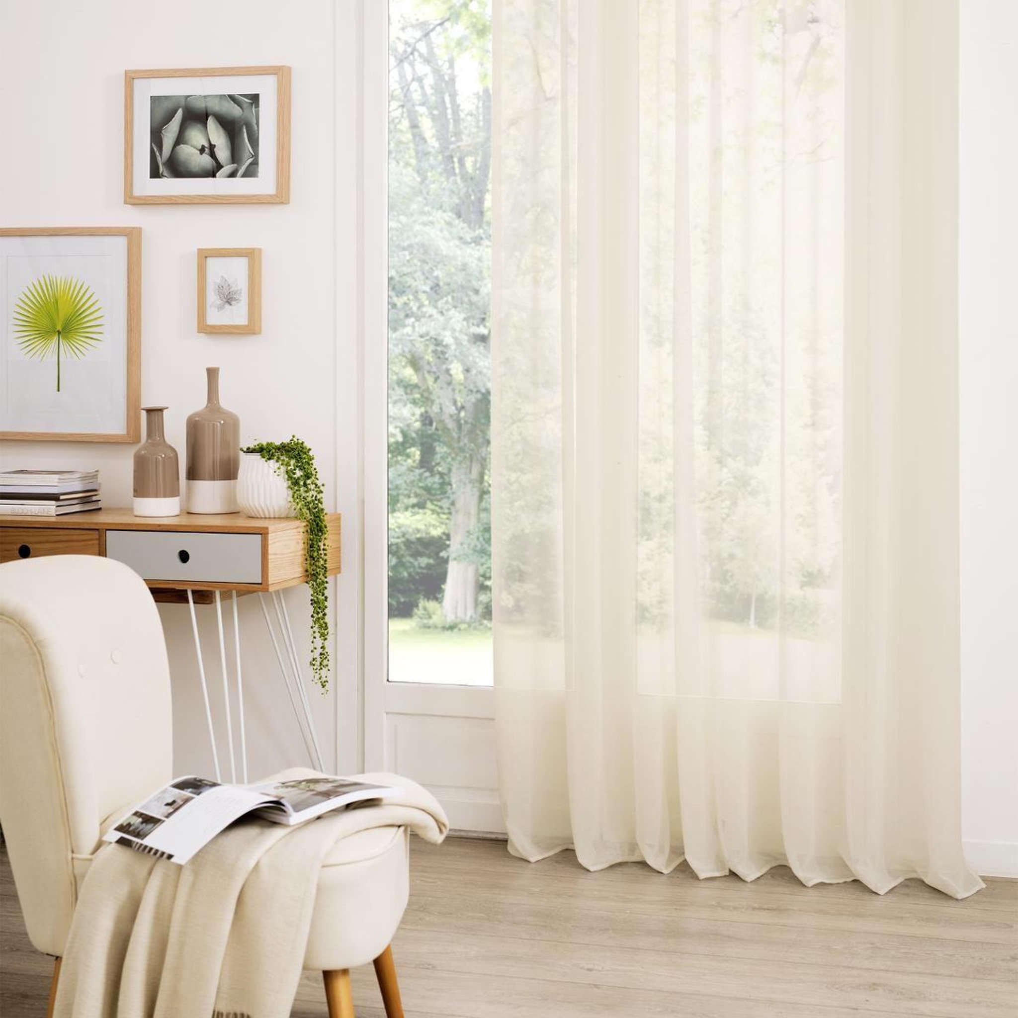 Voir la diapositive 1 : ATMOSPHERA Rideau voilage  etamine  140x260cm lin