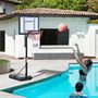 Voir la diapositive 2 : HOMCOM Panier de Basket-Ball sur pied pour bord de piscine poteau panneau, base de lestage sur roulettes hauteur arceau réglable 1,1 - 1,3 m noir blanc