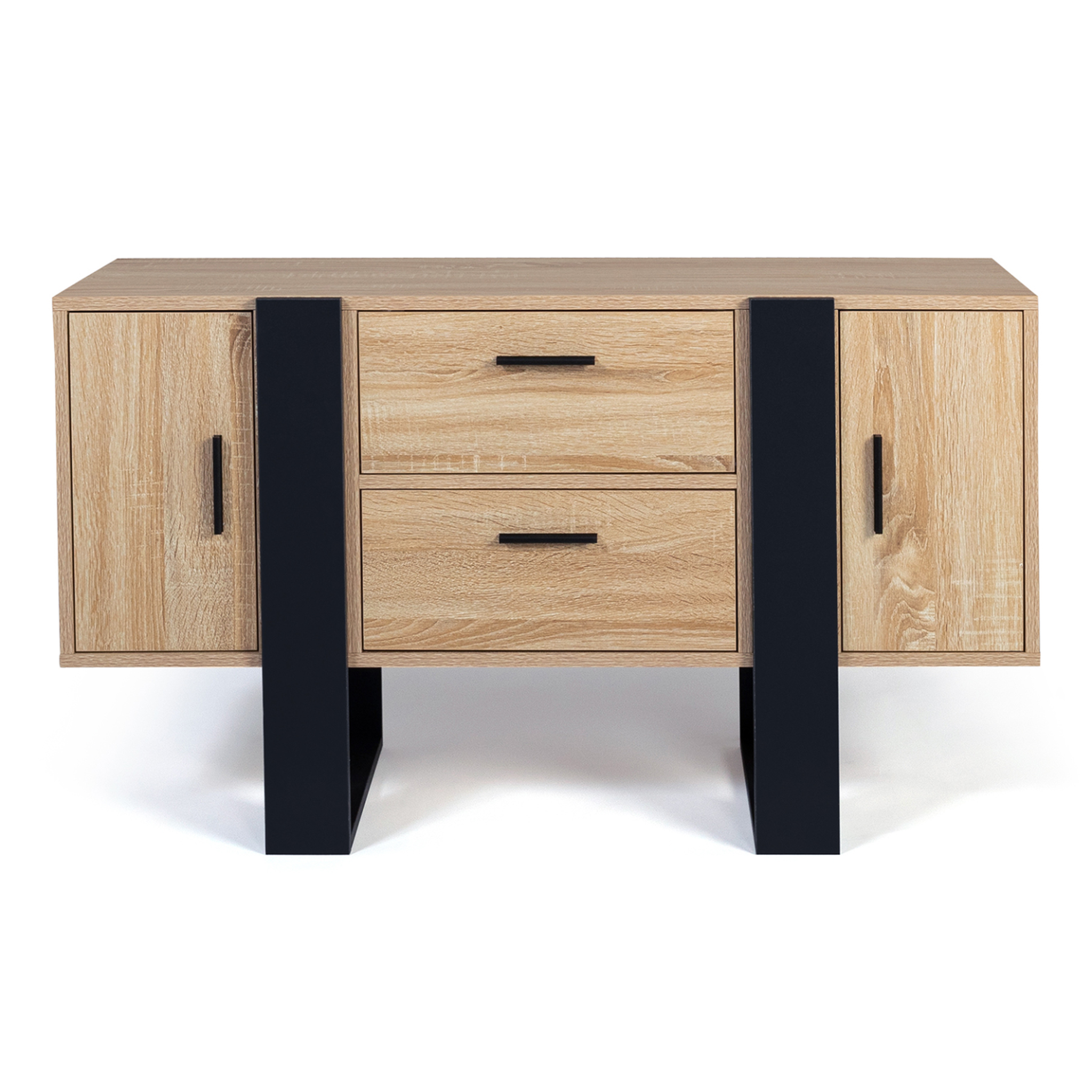 Voir la diapositive 3 : ID MARKET Buffet bas 105 cm phoenix bois et noir