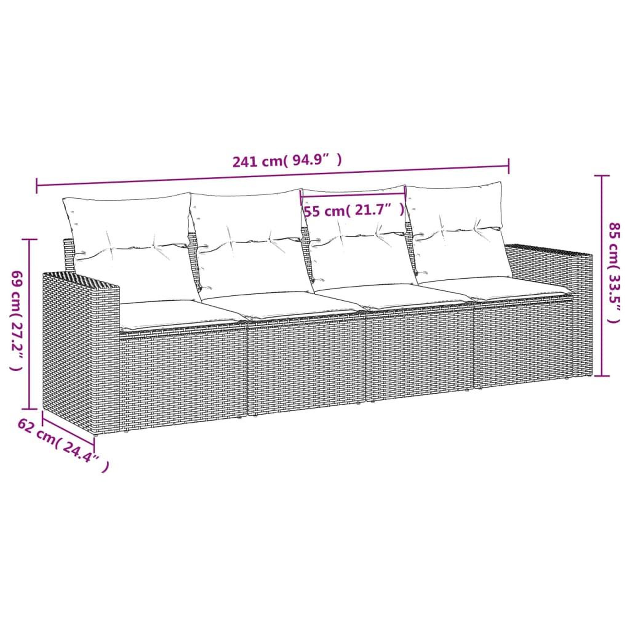 Voir la diapositive 4 : VIDAXL Salon de jardin 4 pcs avec coussins gris resine tressee