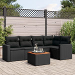 VIDAXL Salon de jardin 6 pcs avec coussins noir resine tressee