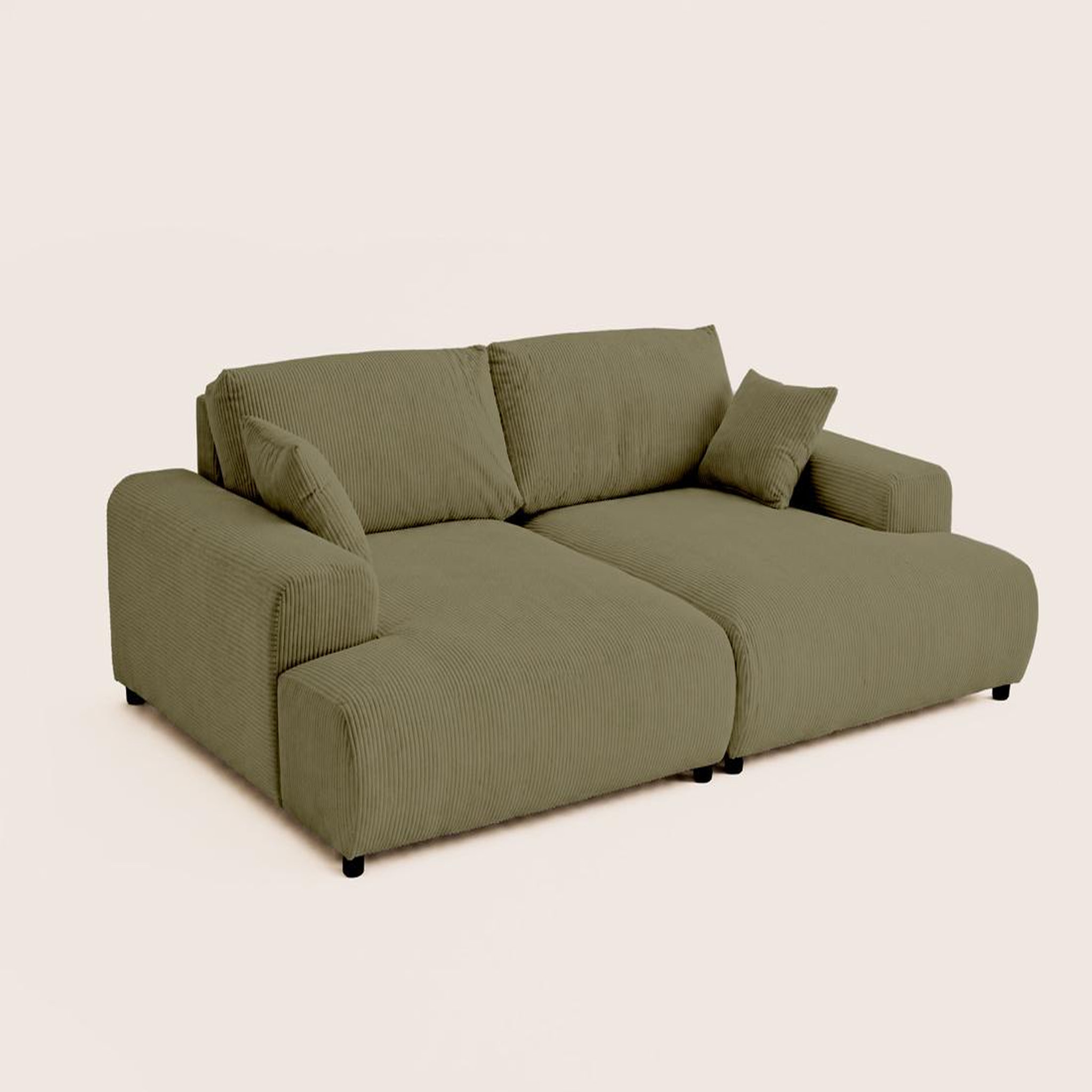 Voir la diapositive 5 : LISA DESIGN Garance - canapé droit 4 places double méridienne - assise profonde - en velours côtelé