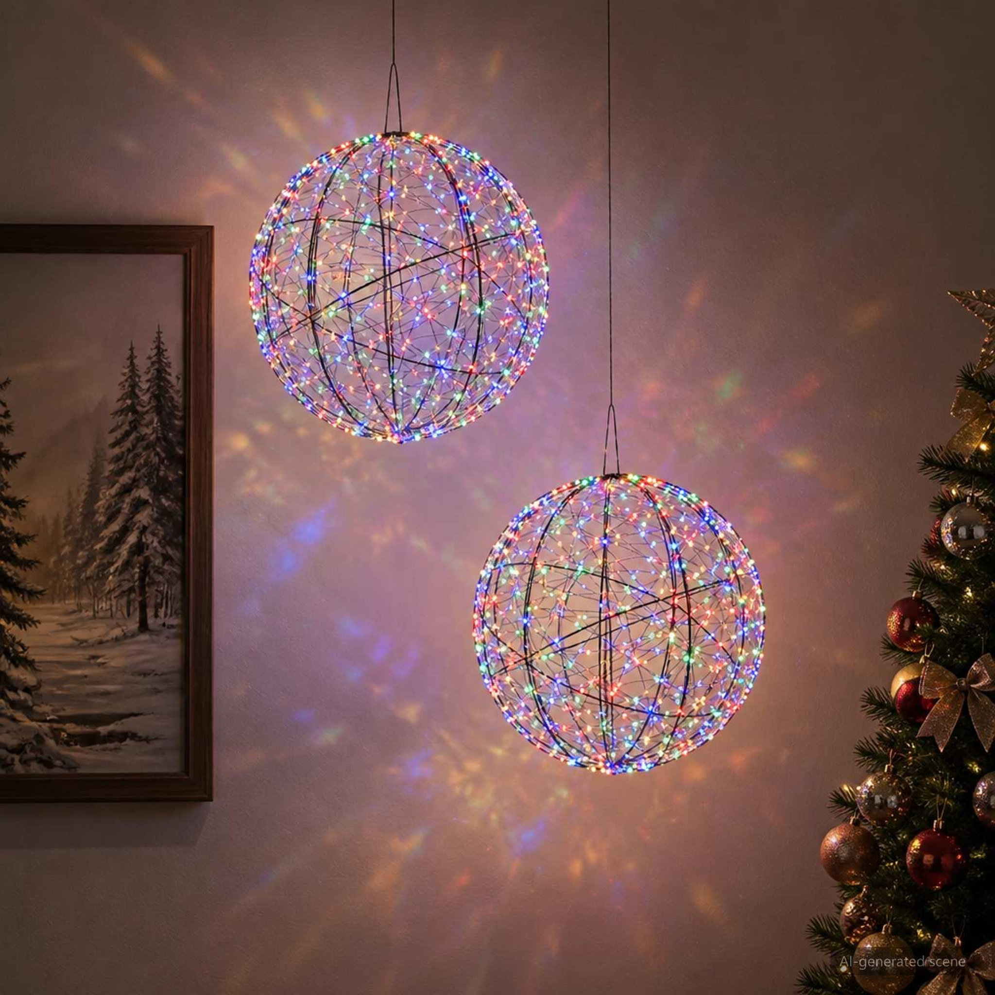 Voir la diapositive 2 : VIDAXL Lumiere de finial de Noël 2 pc 1500 LED Multicolore