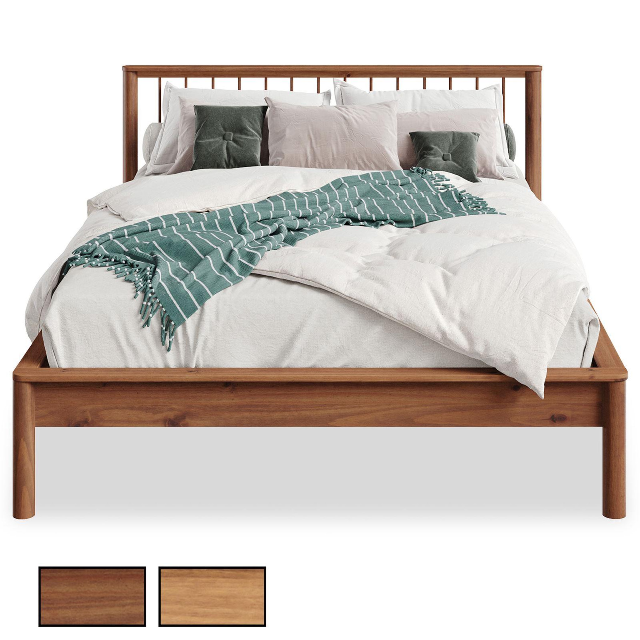 IDIMEX Lit 140 x 200 avec sommier APOANA en bois massif. Coloris disponibles : Marron