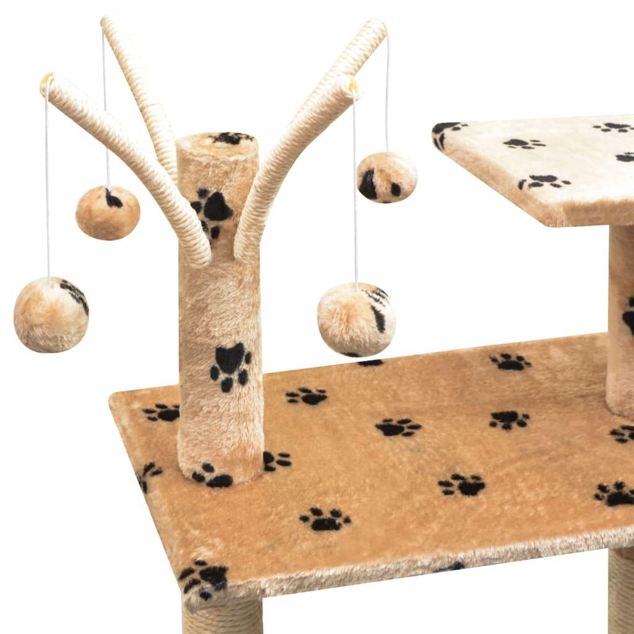 Voir la diapositive 4 : VIDAXL Arbre a chat et griffoir Sisal 125 cm Empreintes de pattes Beige