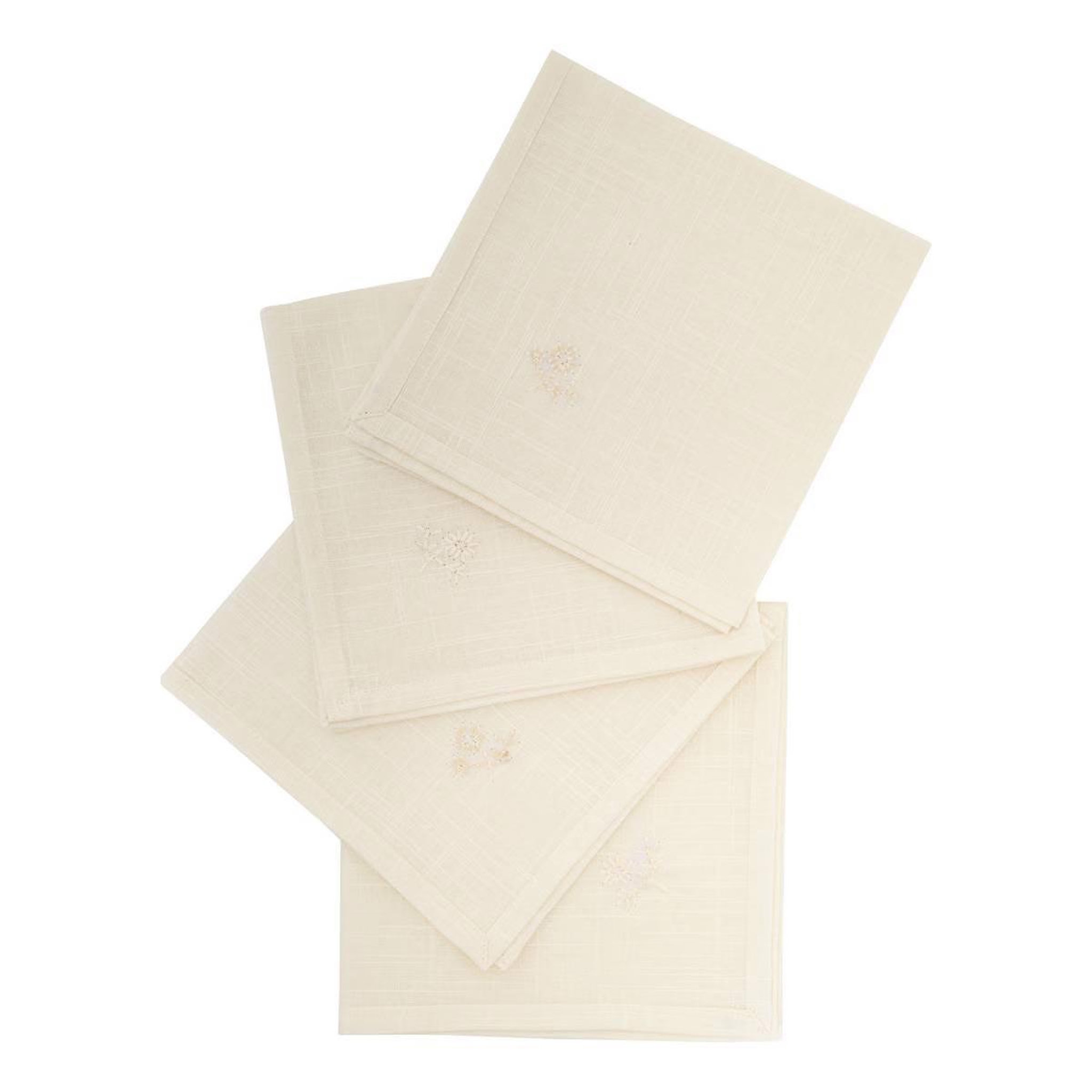 ATMOSPHERA Lot de 4 serviettes de table brodé  joy  40x40cm blanc