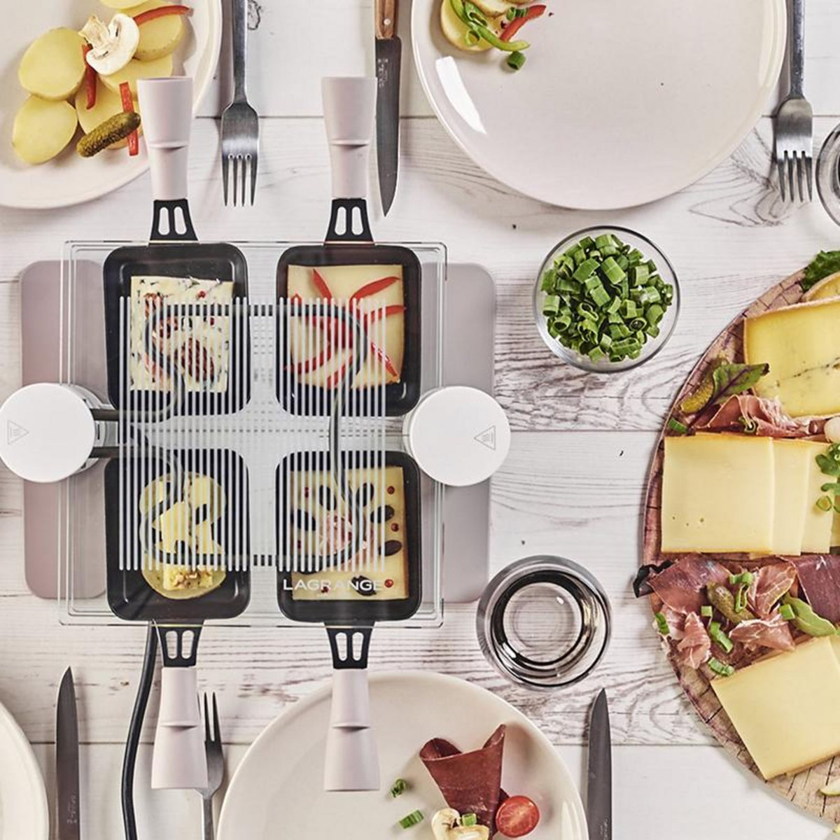 LAGRANGE Appareil à raclette 4 personnes 600w en verre - 009408