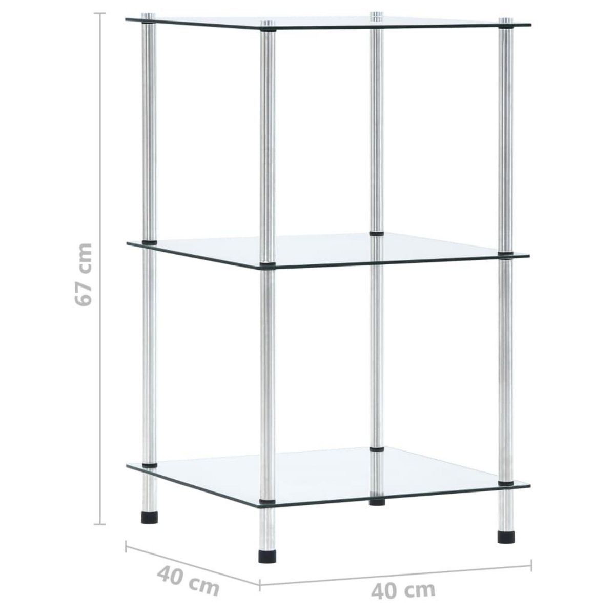 VIDAXL Etagere 3 niveaux Transparent 40x40x67 cm Verre trempe