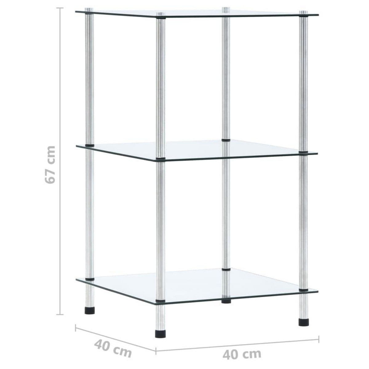 VIDAXL Etagere 3 niveaux Transparent 40x40x67 cm Verre trempe