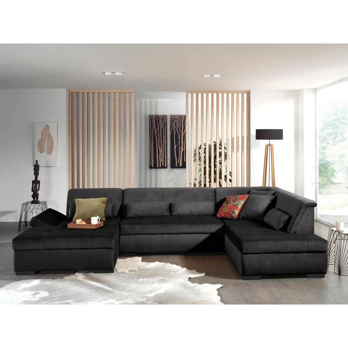 LISA DESIGN Vermont - canapé panoramique d'angle droit - 7 places - xxl - en velours