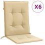 Voir la diapositive 2 : VIDAXL Coussins de chaise a dossier bas lot de 6 beige melange tissu