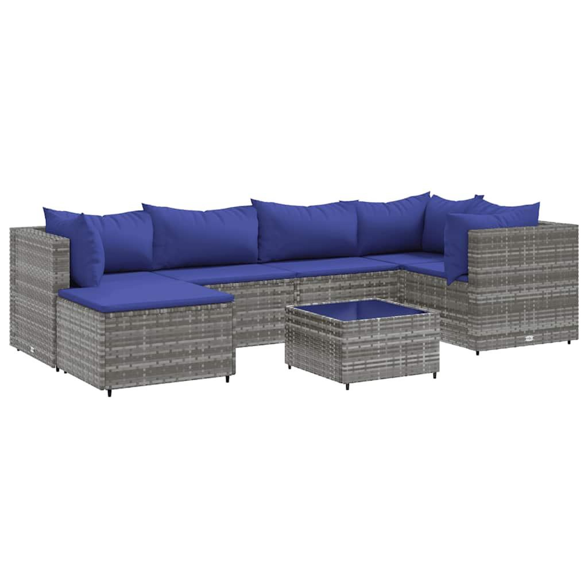 Voir la diapositive 2 : VIDAXL Salon de jardin 7 pcs avec coussins Gris Resine tressee