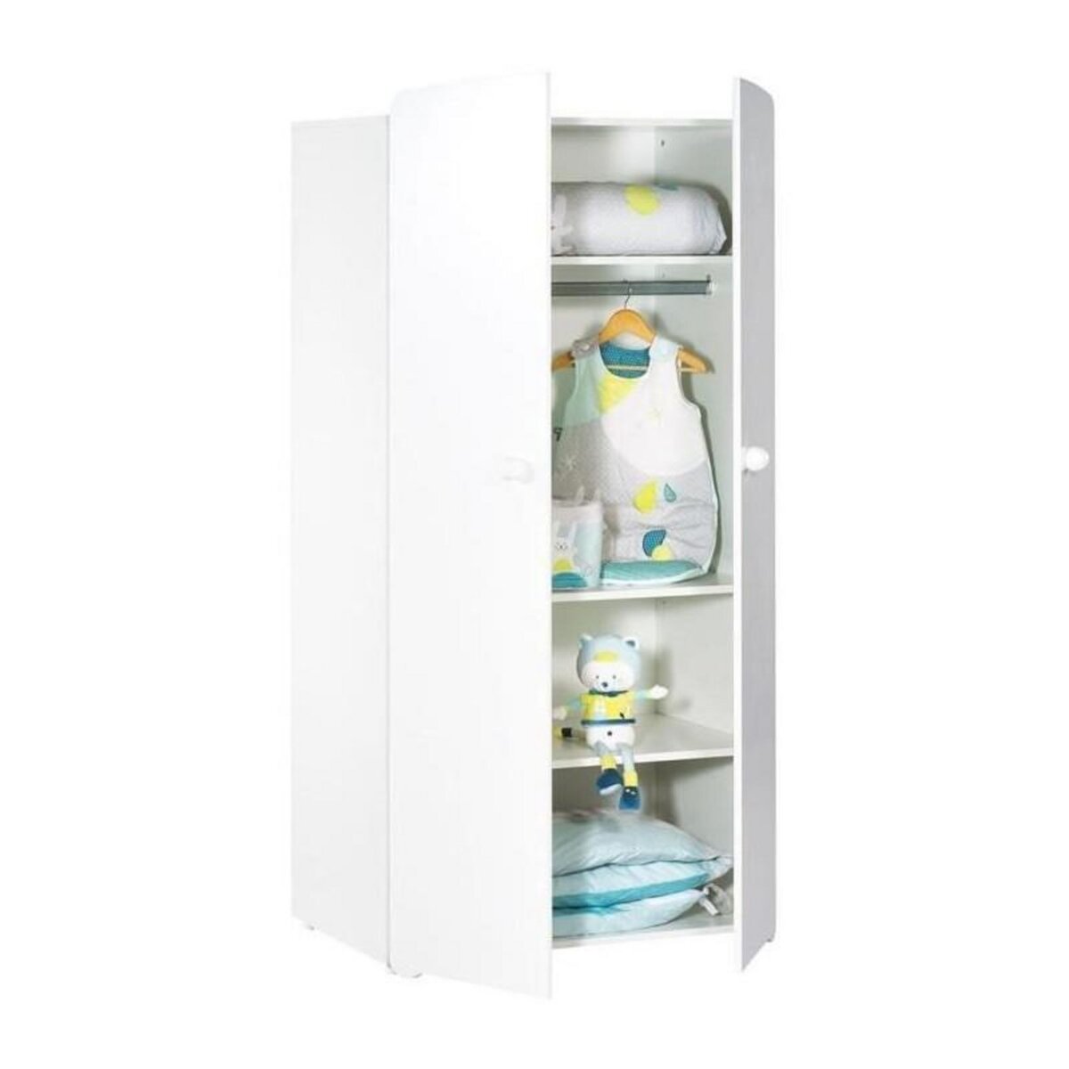 BABY PRICE Chambre bébé trio Basic boule: Lit 120x60, commode a langer et armoire - Babyprice - Blanc