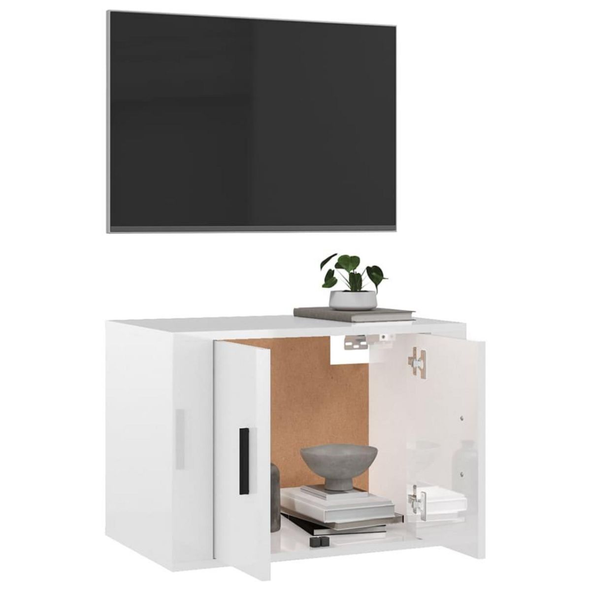 VIDAXL Meuble TV mural Blanc brillant 57x34,5x40 cm