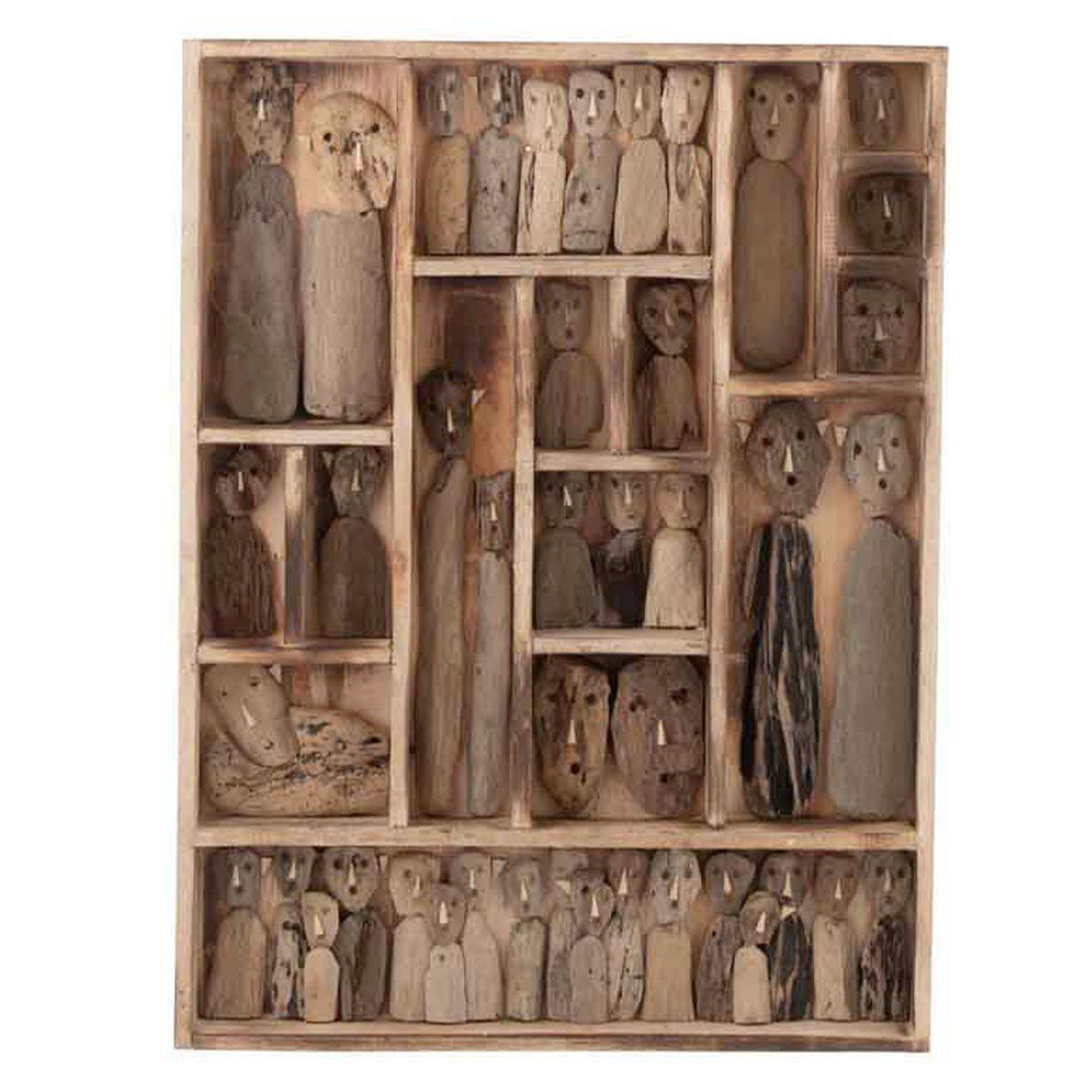 Voir la diapositive 1 : J-LINE Décoration murale  famille masques  80cm beige
