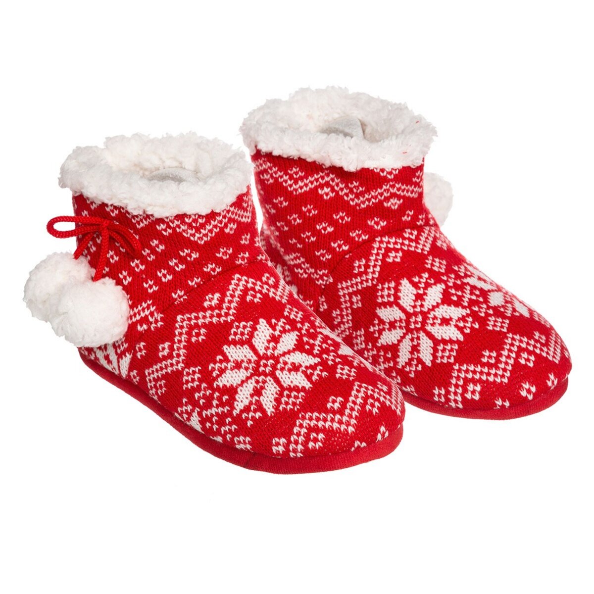 ATMOSPHERA Chaussons Hiver femme rouge pas cher Auchan