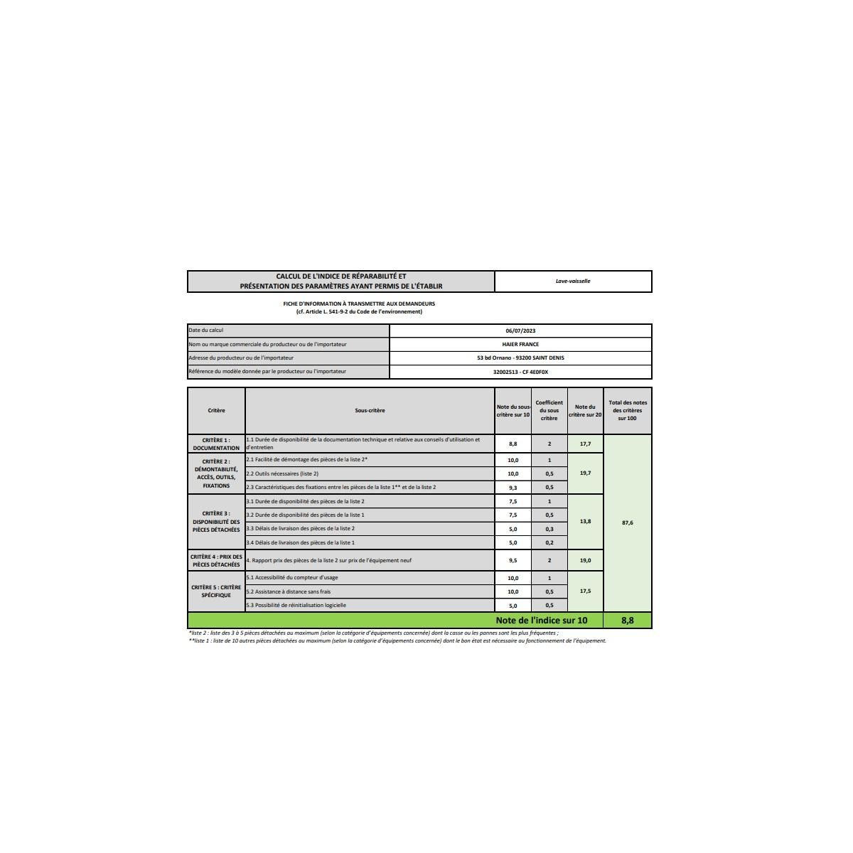 Candy Lave-vaisselle 60cm 14 couverts 40db - CF4E0F0X