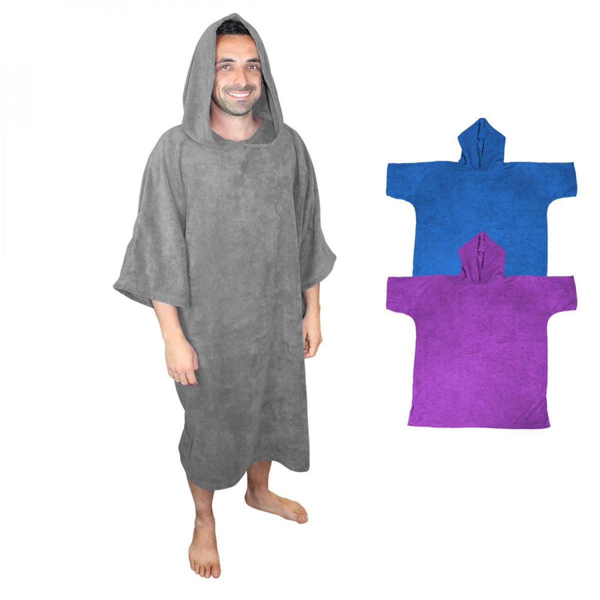 VIVEZEN Serviette poncho de bain ou de plage - Adulte