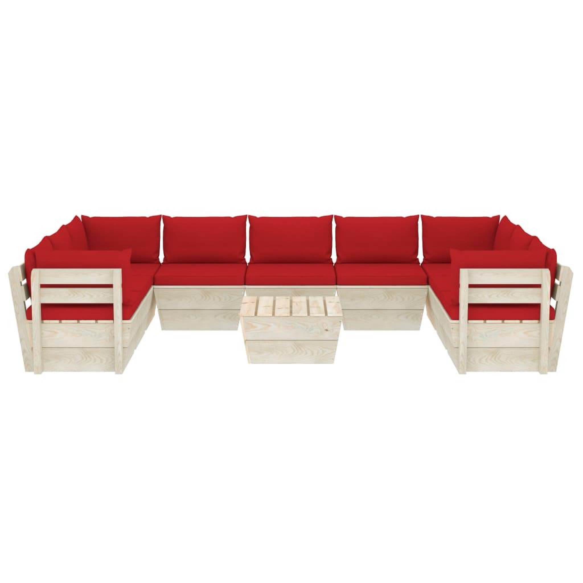 Voir la diapositive 3 : VIDAXL Salon de jardin palette 10 pcs avec coussins bois d'epicea