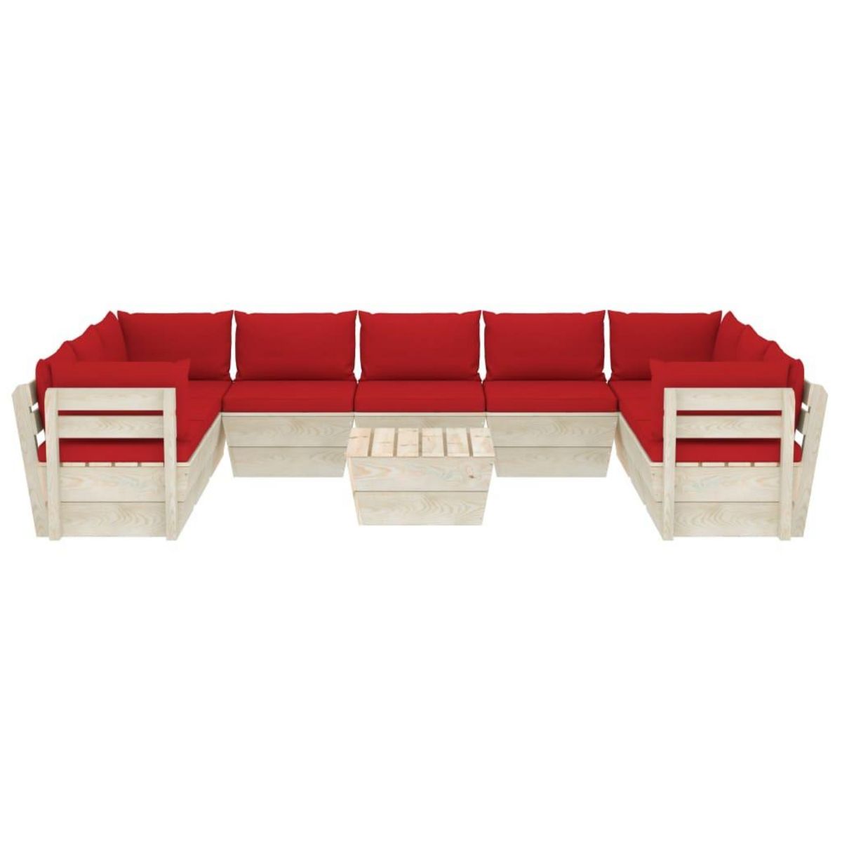 VIDAXL Salon de jardin palette 10 pcs avec coussins bois d'epicea