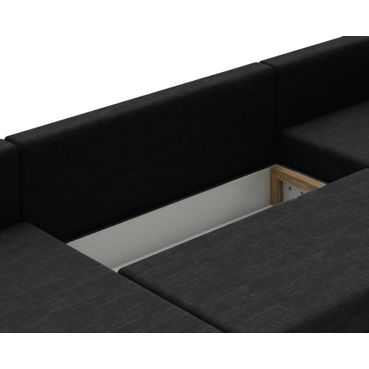 BEST MOBILIER Roger - canapé panoramique d'angle réversible 7 places convertible avec coffre en tissu