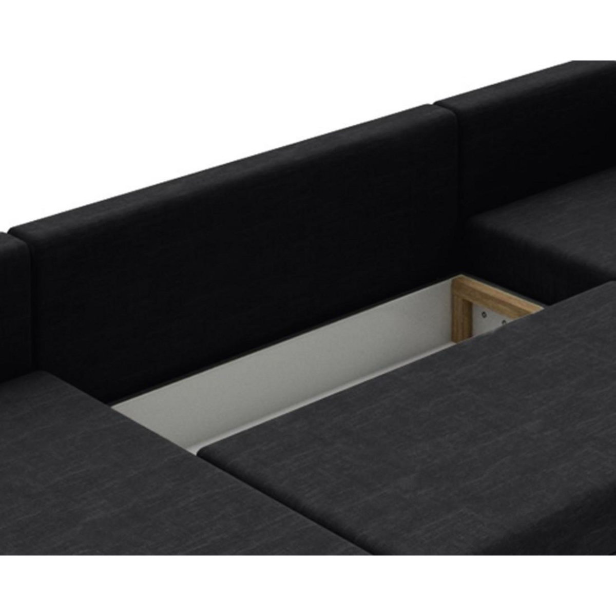 BEST MOBILIER Roger - canapé panoramique d'angle réversible 7 places convertible avec coffre en tissu