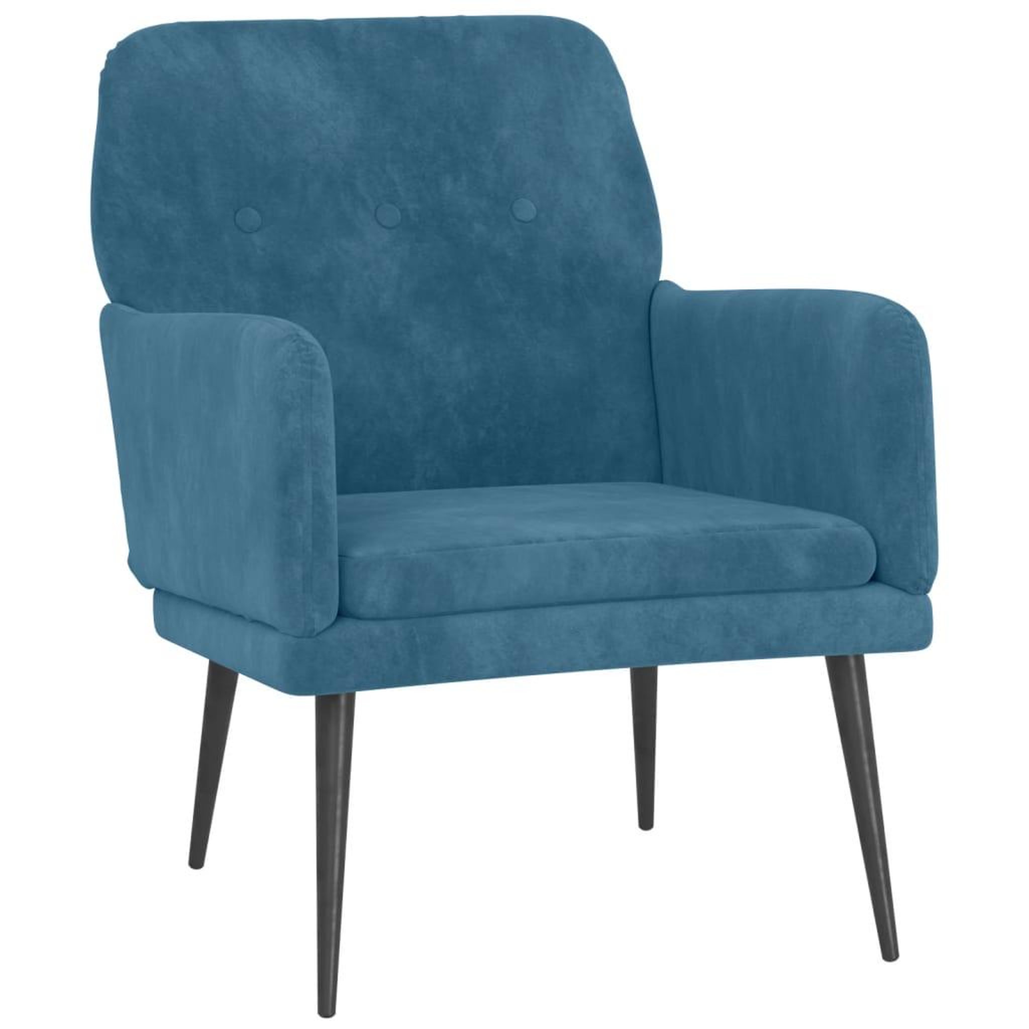 Voir la diapositive 2 : VIDAXL Fauteuil Bleu 62x79x79 cm Velours