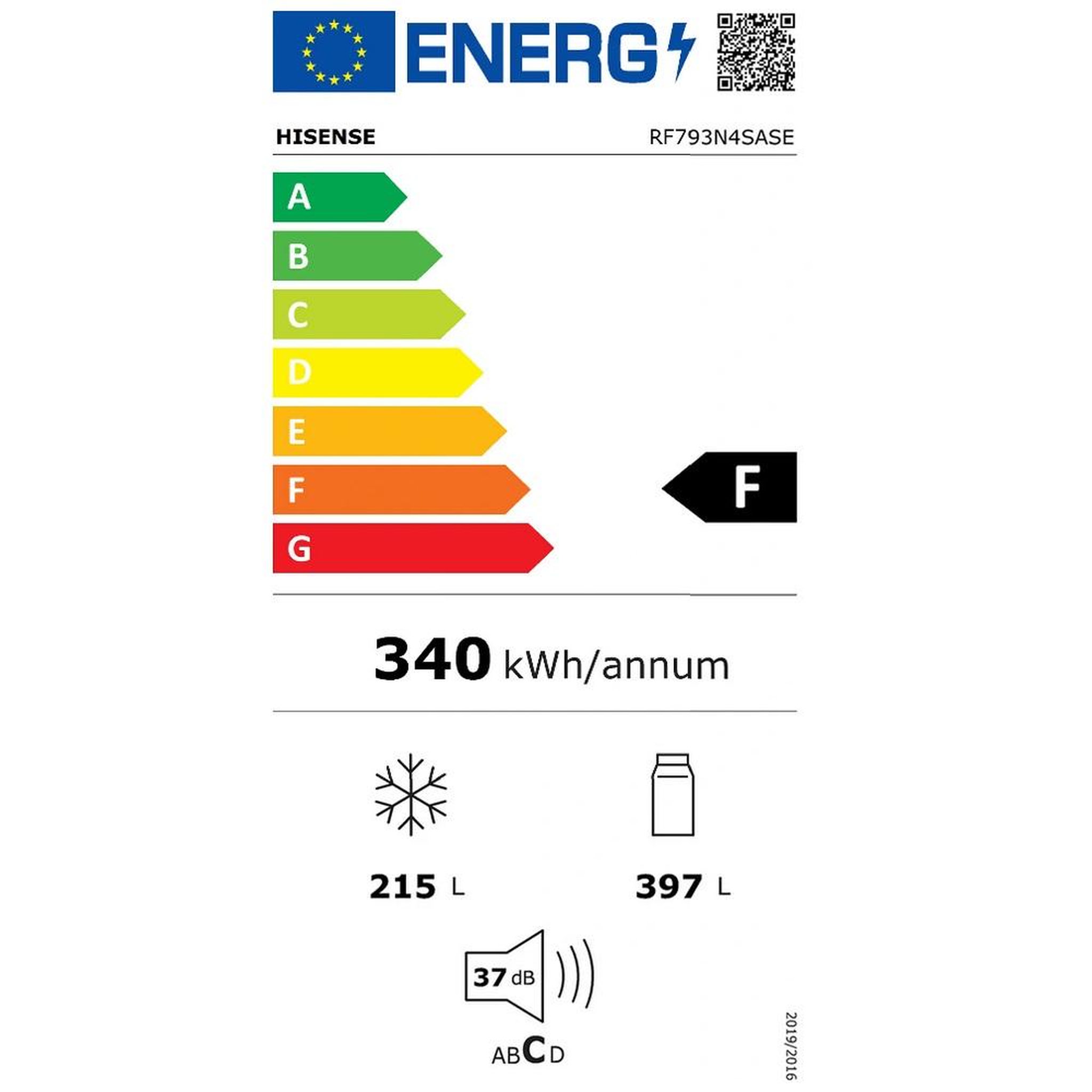 Voir la diapositive 2 : Hisense Réfrigérateur américain 91cm 612l nofrost - rf793n4sase