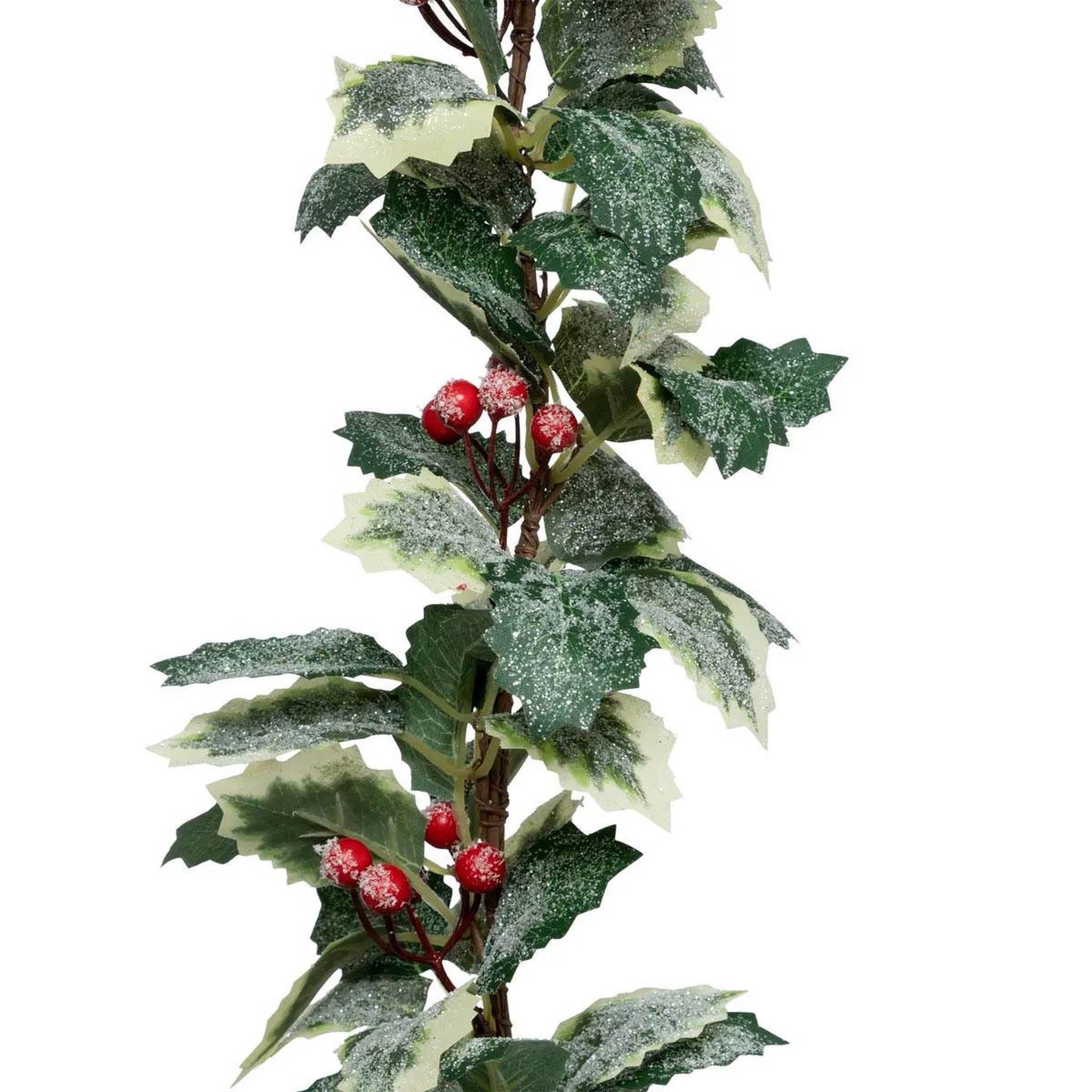 Voir la diapositive 2 : ATMOSPHERA Guirlande de noël  houx enneigé  180cm vert