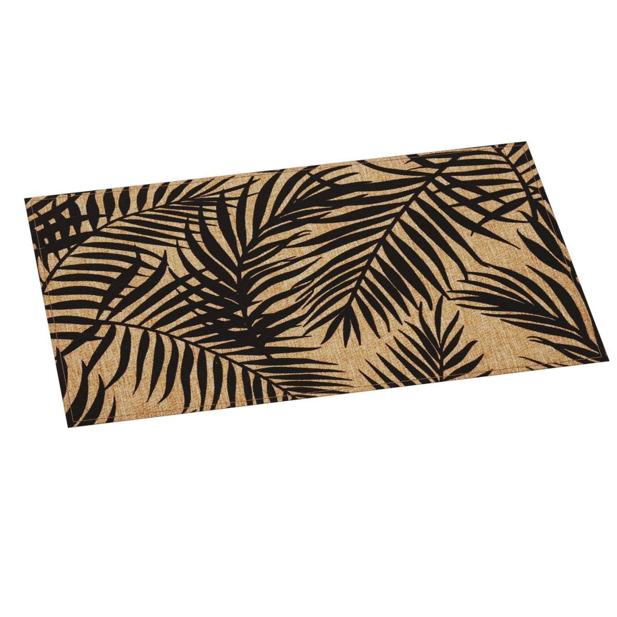 Voir la diapositive 4 : TOILINUX Lot de 6 sets de table rectangulaire palmier - 45 x 30 cm - noir et beige