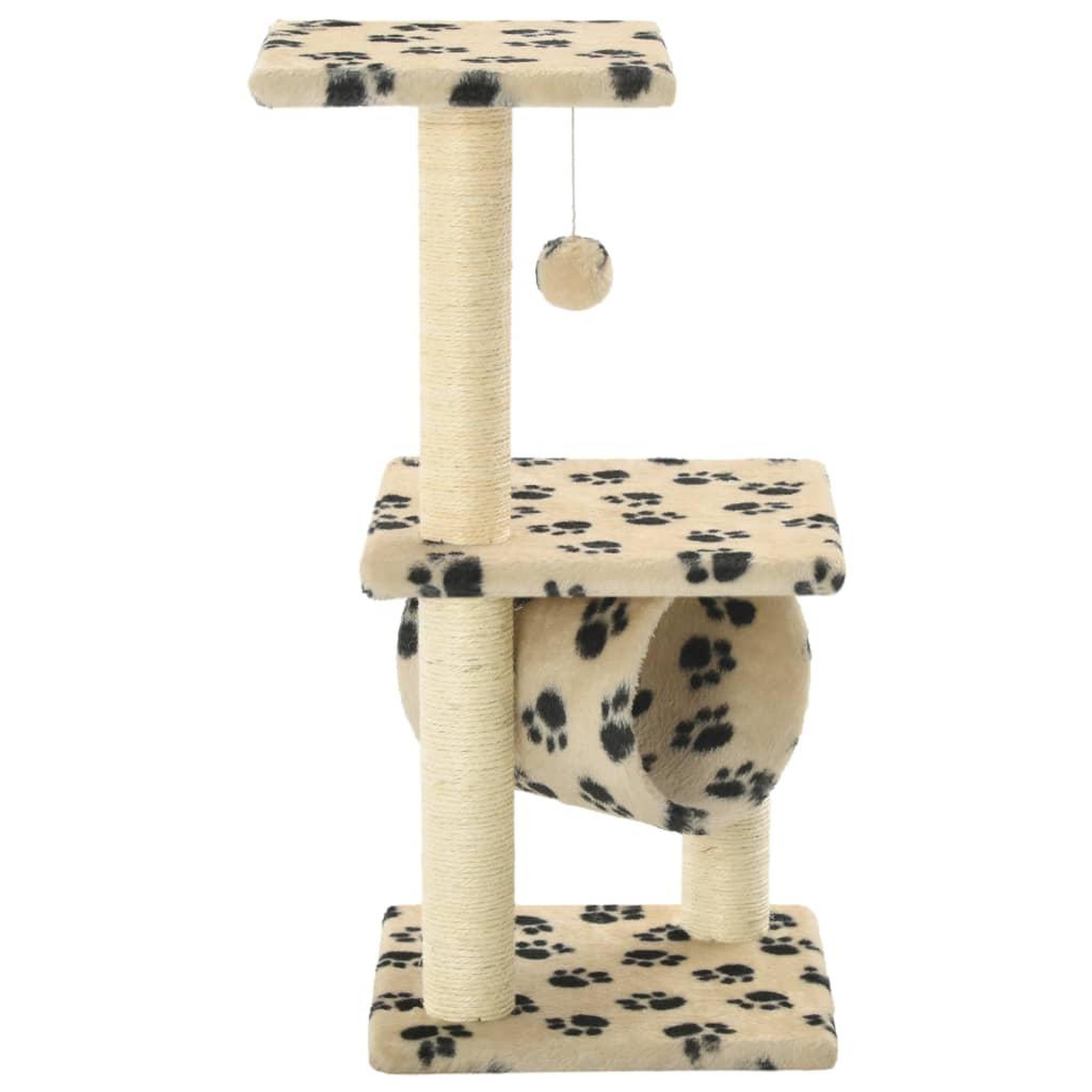 Voir la diapositive 3 : VIDAXL Arbre a chat avec griffoirs en sisal 65 cm Beige Motif pattes